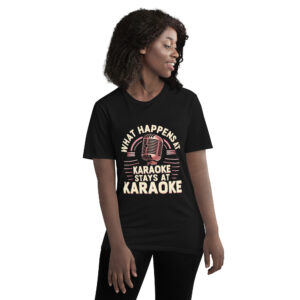 Rose Gold Retro Microphone "What Happens at Karaoke Stays at Karaoke" T-Shirt
