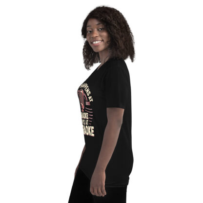 Rose Gold Retro Microphone "What Happens at Karaoke Stays at Karaoke" T-Shirt - Image 3