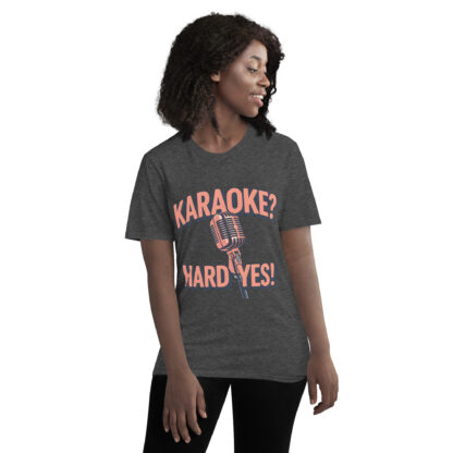 Bold Rose Gold "Karaoke? Hard Yes!" Script T-Shirt - Image 13