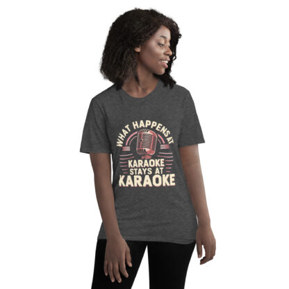 Rose Gold Retro Microphone "What Happens at Karaoke Stays at Karaoke" T-Shirt - Image 13