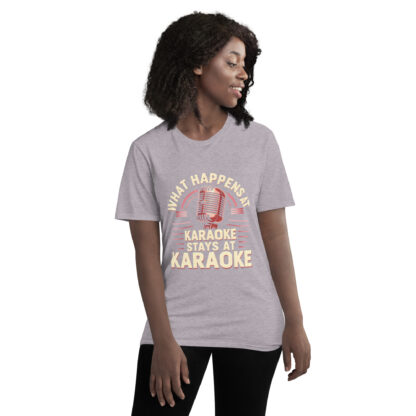 Rose Gold Retro Microphone "What Happens at Karaoke Stays at Karaoke" T-Shirt - Image 25