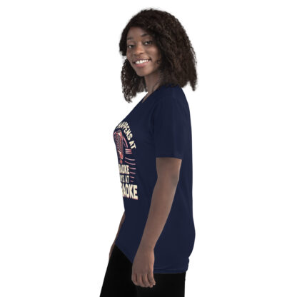 Rose Gold Retro Microphone "What Happens at Karaoke Stays at Karaoke" T-Shirt - Image 9