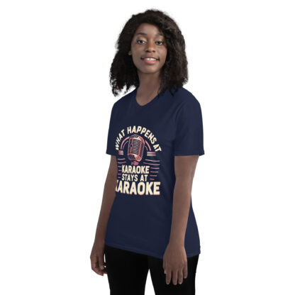 Rose Gold Retro Microphone "What Happens at Karaoke Stays at Karaoke" T-Shirt - Image 10