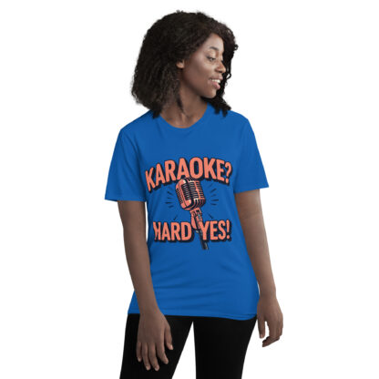 Bold Rose Gold "Karaoke? Hard Yes!" Script T-Shirt - Image 19