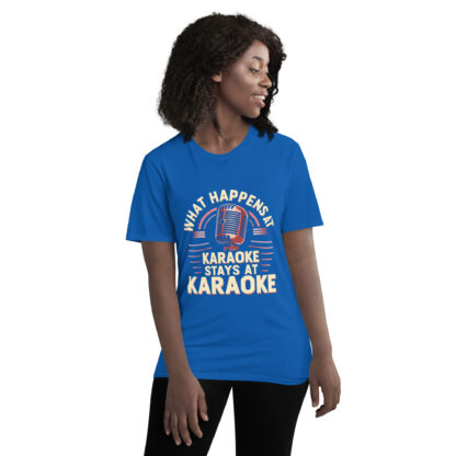 Rose Gold Retro Microphone "What Happens at Karaoke Stays at Karaoke" T-Shirt - Image 19
