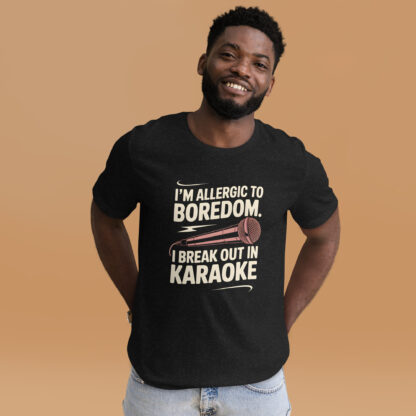 Rose Gold Retro "Allergic to Boredom, I Break Out in Karaoke"Unisex t-shirt - Image 3