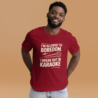 Rose Gold Retro "Allergic to Boredom, I Break Out in Karaoke"Unisex t-shirt - Image 10
