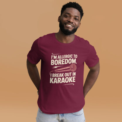 Rose Gold Retro "Allergic to Boredom, I Break Out in Karaoke"Unisex t-shirt - Image 12