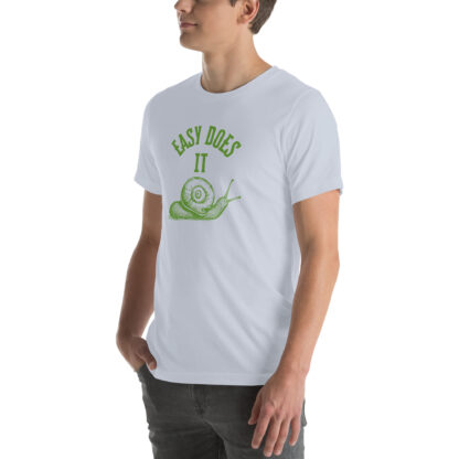 Easy Does It Recovery Motivational T-Shirt | Snail Graphic with “First Things First” Back Print - Image 34