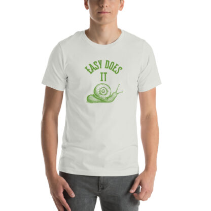 Easy Does It Recovery Motivational T-Shirt | Snail Graphic with “First Things First” Back Print - Image 43