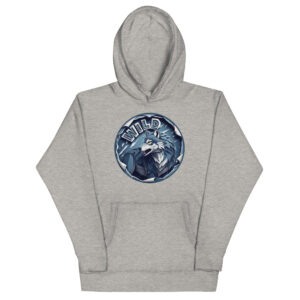 "WILD" Wolf Hoodie | Fierce Grunge Papercraft Graphic Hoodie in Blue & Gray