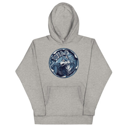 "WILD" Wolf Hoodie | Fierce Grunge Papercraft Graphic Hoodie in Blue & Gray