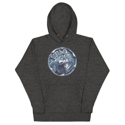 "WILD" Wolf Hoodie | Fierce Grunge Papercraft Graphic Hoodie in Blue & Gray - Image 3
