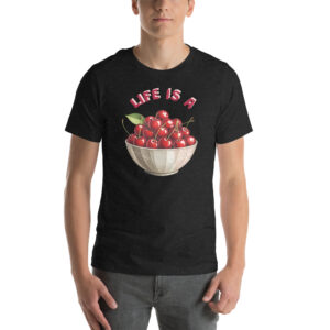 "Life is a Bowl of Cherries" T-Shirt | Retro Papercraft Grunge Tee