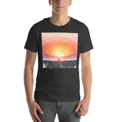 Sunset Mountain Dusk Rider | Retro Sunset Gift Tshirt - Image 2