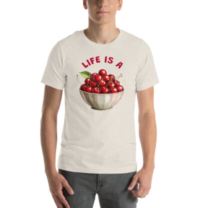 "Life is a Bowl of Cherries" T-Shirt | Retro Papercraft Grunge Tee - Image 3