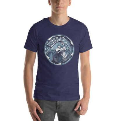 "WILD" Wolf T-Shirt | Fierce Grunge Papercraft Graphic Tee in Blue & Gray - Image 2