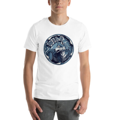 "WILD" Wolf T-Shirt | Fierce Grunge Papercraft Graphic Tee in Blue & Gray - Image 8