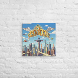 Ophanim Angel Art Print: Futuristic Jetsons-Style Celestial Decor