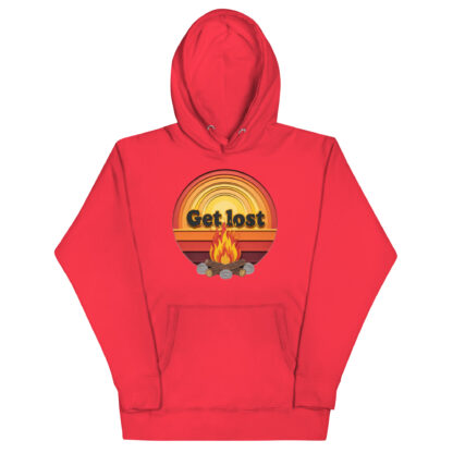 Get Lost Retro Sunset Campfire Hoodie - Papercraft Style - Image 5