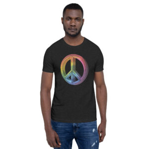 Rainbow Papercraft Peace Sign T-shirt | Unique Colorful Graphic Tee