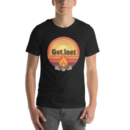 Circular Wanderlust Tee - Retro Bonfire & "Get Lost" Graphic - Image 2