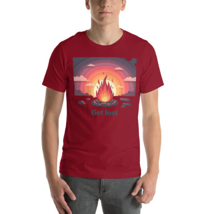 Get Lost Retro Sunset Campfire T-Shirt - Papercraft Style - Image 3