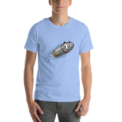 Smiling Cartoon Bullet Flying T-Shirt - Funny Graphic Tee - Image 7