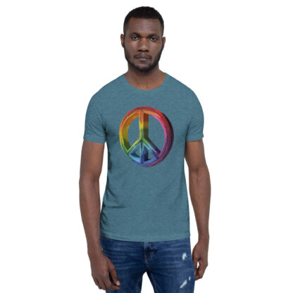 Rainbow Papercraft Peace Sign T-shirt | Unique Colorful Graphic Tee - Image 3