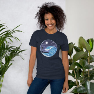 Neon Tsunami T-Shirt | Circular Ocean Wave Design