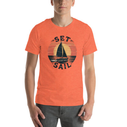 "Set Sail" Retro Sunset T-Shirt: Vintage Sailboat & Nautical Tee - Image 5