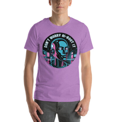 "Don't Worry AI-bout It" T-Shirt | Neon Cyberpunk Robot Tee - Image 6