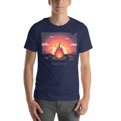 Get Lost Retro Sunset Campfire T-Shirt - Papercraft Style - Image 2