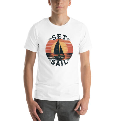 "Set Sail" Retro Sunset T-Shirt: Vintage Sailboat & Nautical Tee - Image 7