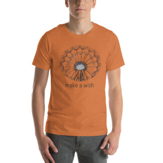 Make a Wish Dandelion Line Art T-Shirt – Minimalist Black and White Botanical Tee