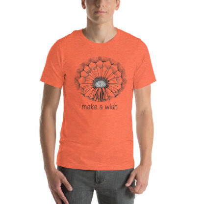 Make a Wish Dandelion Line Art T-Shirt – Minimalist Black and White Botanical Tee - Image 3