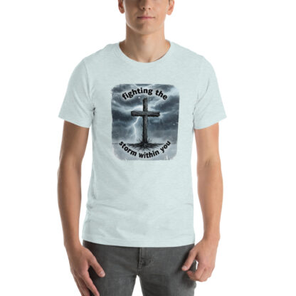 Powerful Christian T-Shirt | Rugged Cross & Storm Design - Image 9