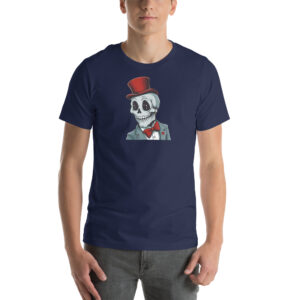 Smiling Skull with Red Bow Tie T-Shirt: Trendy Gothic Style Tee