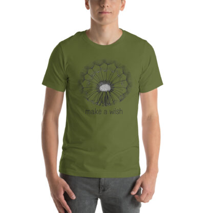 Make a Wish Dandelion Line Art T-Shirt – Minimalist Black and White Botanical Tee - Image 2