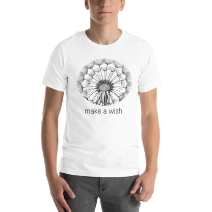 Make a Wish Dandelion Line Art T-Shirt – Minimalist Black and White Botanical Tee - Image 6